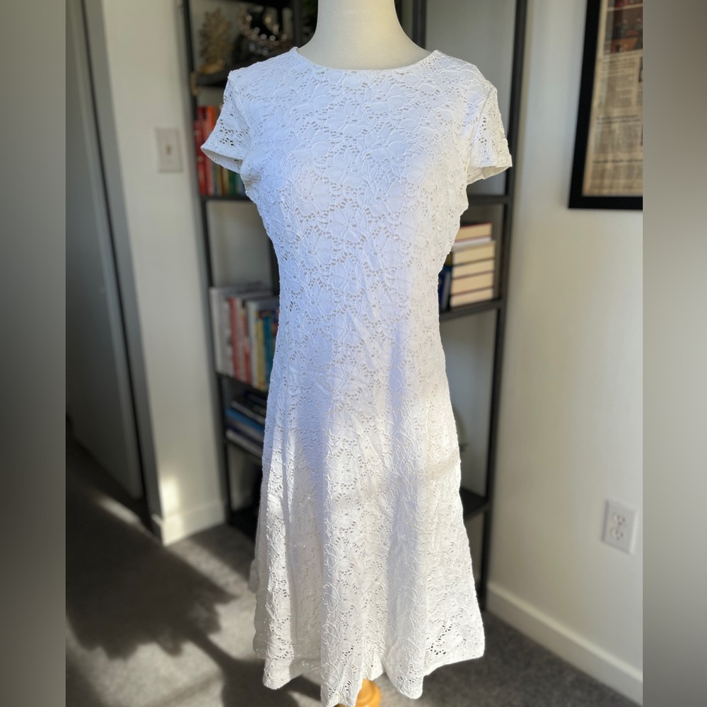 Alfani white lace dress, size 6